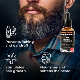 GUARD&MARINE Beard Oil - 1 fl oz. All Natural Formula for Growth, Softening, Strengthening, and Conditioning Sensitive Hair, Beard and Mustache, Dry Skin (1 fl oz, Sandalwood)