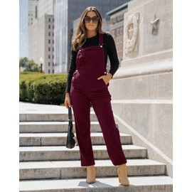 luvamia Corduroy Overalls For Women Loose Fit Casual Straight Leg Jumpsuits For Women Baggy Overalls Dungarees For Women Fall Outfits For Women 2024 Tawny Port Size Large Fits Size 12 Size 14