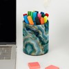 KikandKo Pencil Holder for Desk, Teal Agate Pen Holder Organizer,