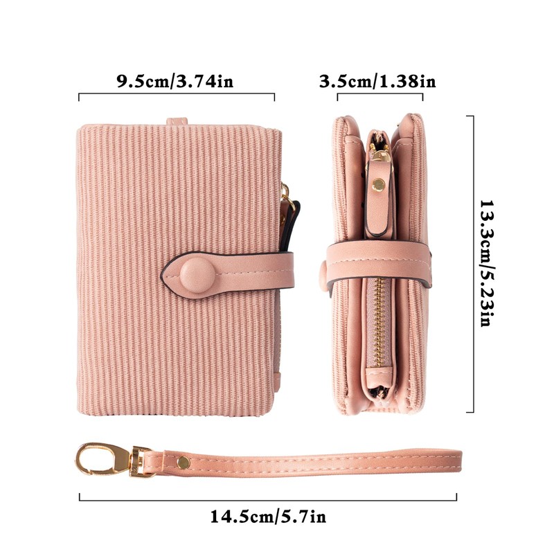 POXIADIV Women's Small Trifold Leather wallet Rfid blocking Ladies Wristlet
