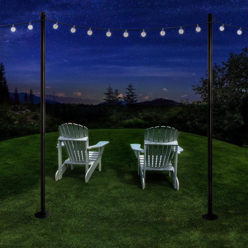 EXCELLO GLOBAL PRODUCTS Premium String Light Poles - 2 Pack