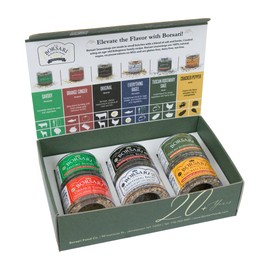 Borsari Seasoned Salt Gift Set - Original, Savory, Cracked Pepper, Tuscan Rosemary Sage, Orange Ginger, Everything Bagel - Gluten Free Gourmet Sea Salt Blends - Set of 6, 3-4oz Shaker Bottles