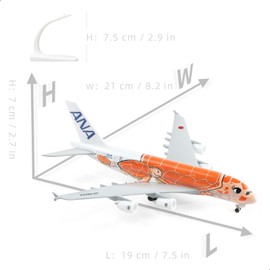 QIYUMOKE 1/300 ANA A380 Orange Turtle Design Metal Die Cast Aircraft Model A380 Model Aircraft (7 Inch) with Display Stand, Can Be Used as Airplane Gift or Collection - JA383A