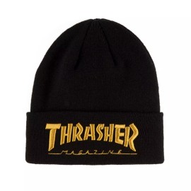 Thrasher Magazine EMBROIDERED MAG LOGO Skateboard Beanie BLACK/GOLD