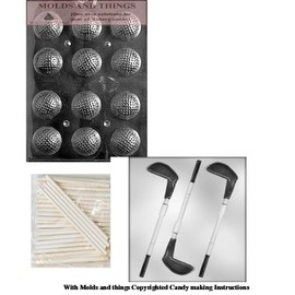 Happy Fathers day Golf Clubs Chocolate Candy Mold, Golf chocolate candy mold with Copywrited molding Instructions+25 sticks