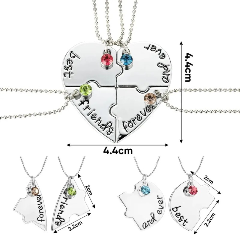 ZIVOR - Set 4 Collares Corazón Siempre Amigos Forever Friends