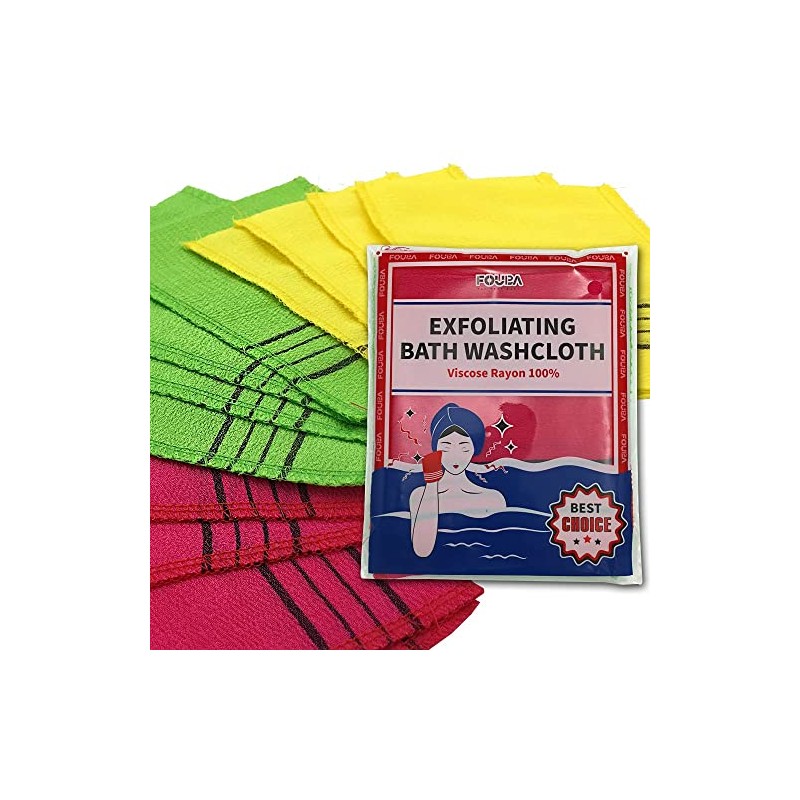 12 paños de baño exfoliantes asiáticos – rojo, verde y