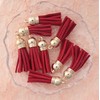 Ruwado 30 Pcs Keychain Leather Tassels with Gold Caps Hole