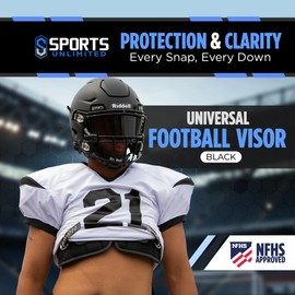 Sports Unlimited Universal Football Visor for Helmet, Football Helmet Visor, (Clear, Black and Mirror Options)
