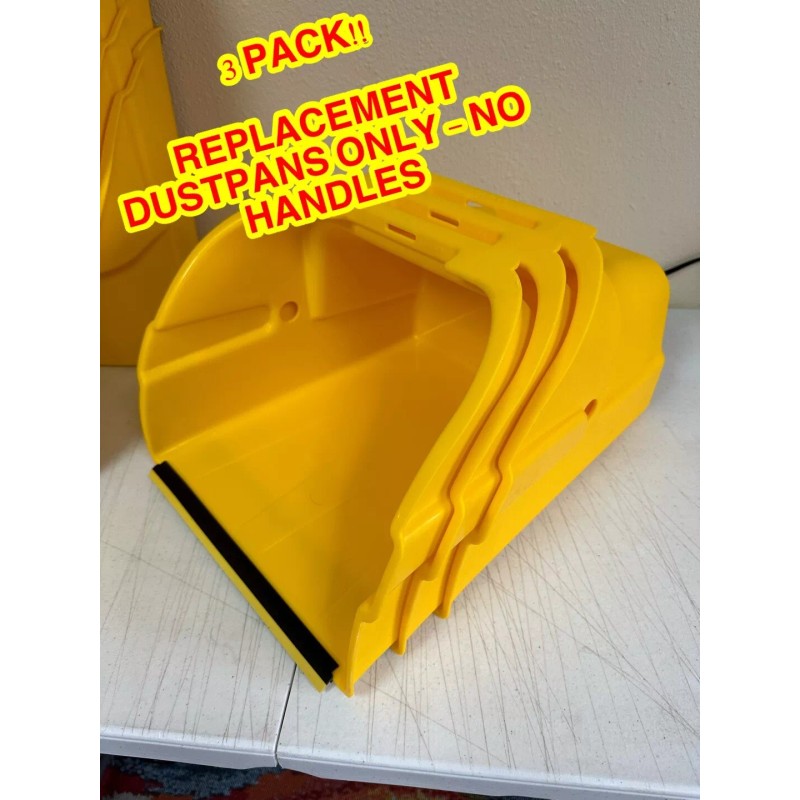 Quickie (3 PACK) Yellow Replacement Jumbo Plastic DUSTPANS ONLY -