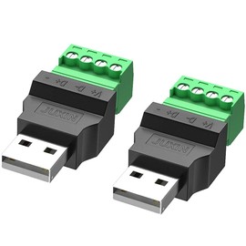 Jienk USB 2.0 Type A Male to 4 Pin Screw Terminal Block Connector, Portable Pluggable Type Adapter Connector Converter 300V 8A(2 Pack)