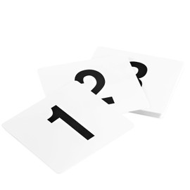 Roy TN 1 25 -Royal Industries Number 1-25 Plastic Number Card Set, Plastic, 4'' by 4'', White Base with Black Numbers