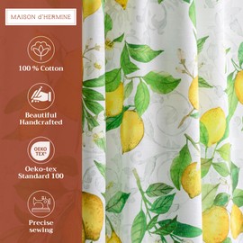 Maison d' Hermine Kitchen Curtains Sets for Windows 100% Cotton Set of Kitchen Curtains Valances for Home [2 Tiers (28"X36") and 1 Valance (56"X18")] Farmhouse, Cafe (Cedrat)
