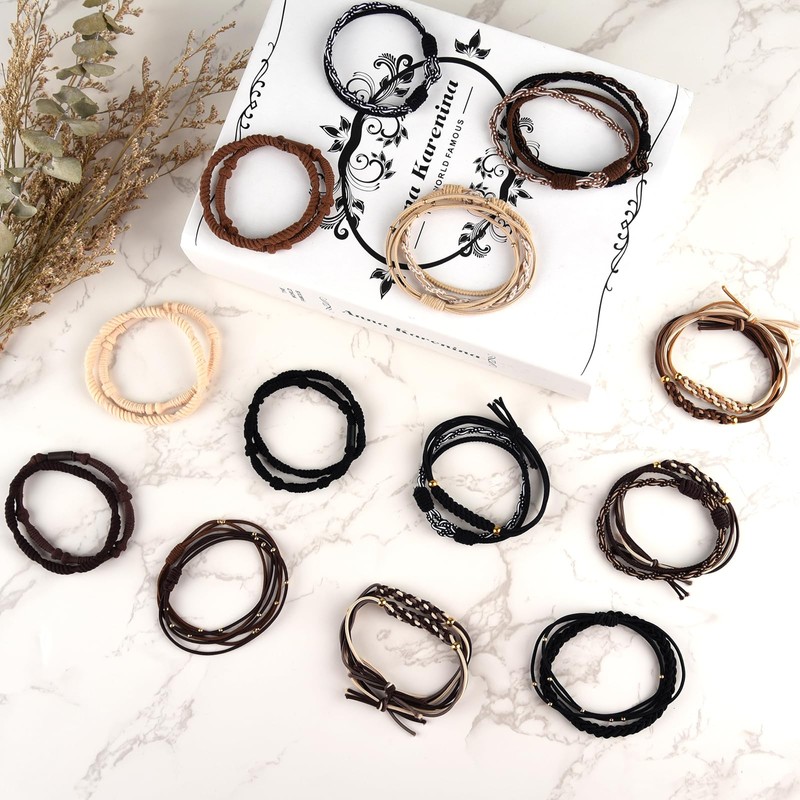 Bouiexye Boho Hair Accessories - 24PCS Hair Tie Bracelets for
