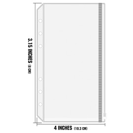 BVYA 12pcs A6 Binder Pockets 6 Holes Budget Cash Envelopes for Budgeting, Waterproof PVC Clear Zipper Folders Loose Leaf Bags