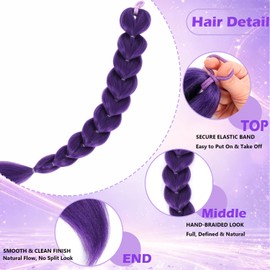 Purple Braids Ponytail 26" Pre Braided Hair for Halloween Costume Cosplay