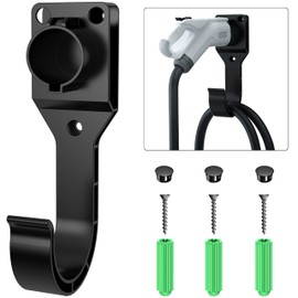H3JANG EV Charger Holder for SAE J1772 Charger, Wall-Mount Electric Vehicle Charger Holster with Hook for J1772 Connector, 3 pcs Screws, 3 pcs Wall Anchors, 3 pcs Dust Caps
