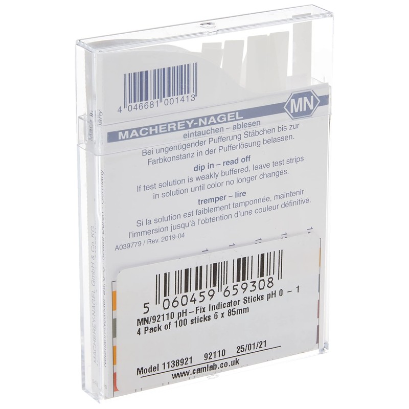 Camlab 1138921 pH-Fix Indicator Paper Test Strips, pH 0.0-14.0 with