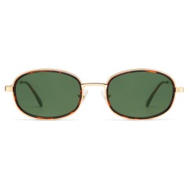 Appassal Retro Oval Sunglasses for Women Men Trendy Round Y2k Sunnies AP3681,Gold/Green