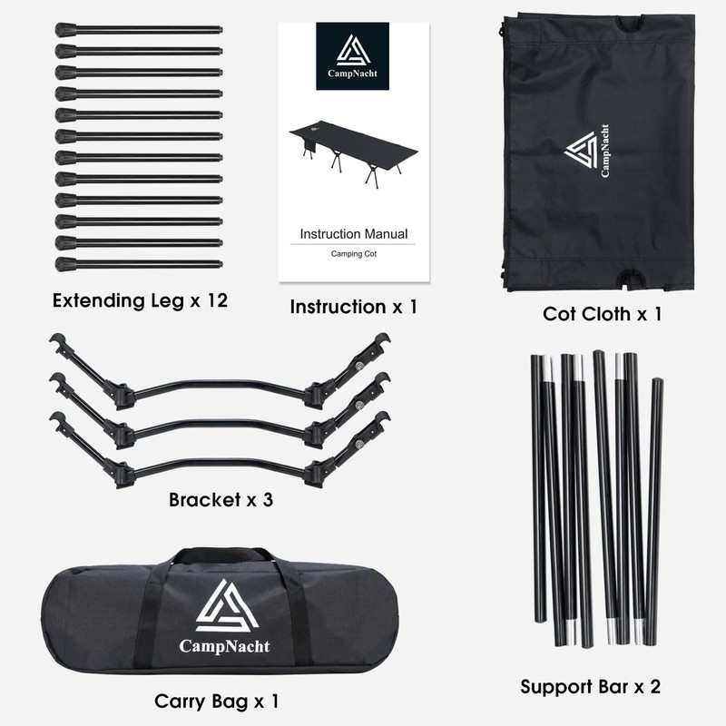 YOUGYM CAMPNACHT Ultralight Camping Cot with Leg Extenders, Aluminum Lightweight