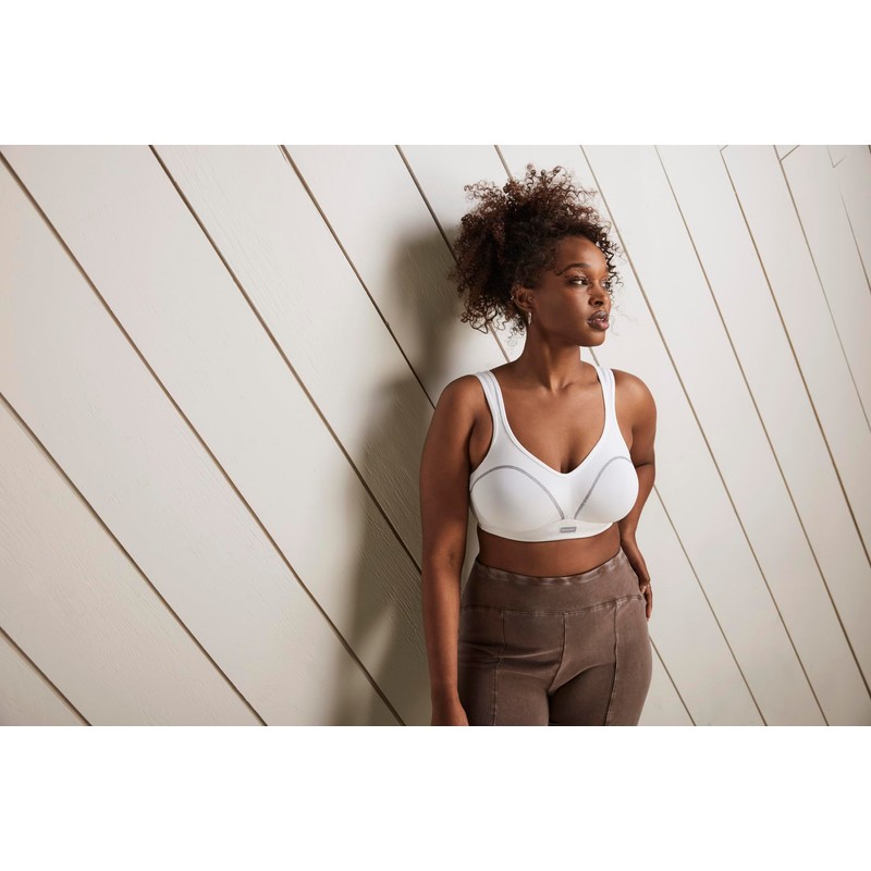 Wonderbra Womens High Impact Wire-free Sports Bra, White, 36C US
