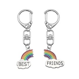YangQian Best Friends Gifts for 2 Teens Girls Kids BFF Birthday Gifts Matching Rainbow Keychain for Women Christmas Gifts
