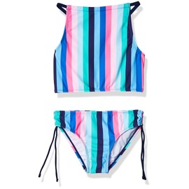 Kanu Surf Daisy - Traje de baño de 2 Piezas con Cuello Halter y UPF 50+ para niña, Vera Azul, 4