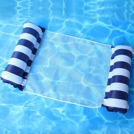 2-Pack 4-in-1 Inflatable Pool Float Hammock - Multi-Purpose Lounge Chair, Saddle, Drifter, Pool Chair - Portable Water Float Navy/Orange