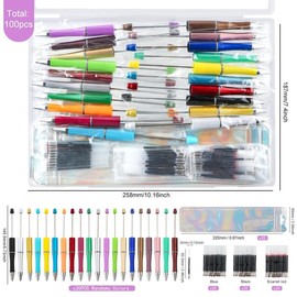 Colorful Ballpoint Pen Kit, 100pcs/set DIY Ballpoint Pen Art Craft Kit with Accessories, Cute Stationery Supplies for School & Office:_color 1_100pcs/set