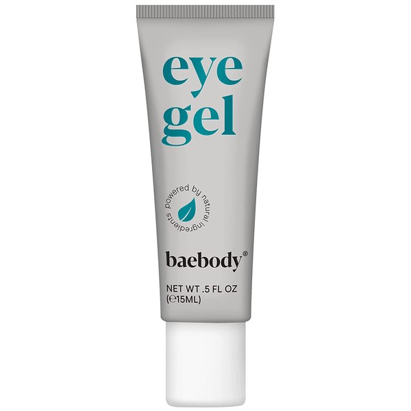 Baebody Eye Gel Travel Size for Under and Around Eyes to Smooth Fine Lines, Brighten Dark Circles and De-Puff Bags with Peptide Complex and Soothing Aloe, 0.5 Fl Oz
