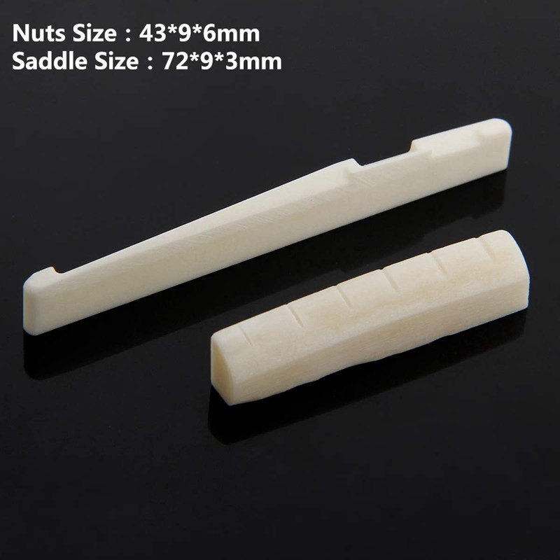 Alnicov Acoustic Guitar Bone Bridge Saddle & Nut Set and
