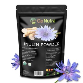 Go Nutra Inulin Powder Organic Chicory Root (FOS) - Soluble Inulin Fiber Prebiotic Natural Prebiotic Fiber Supplement | Intestinal Support Gut Health Vegan Keto Friendly 8oz.