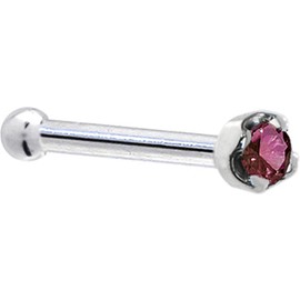 Solid 18k White Gold 1.5mm (0.015 cttw) Genuine Purple Diamond Nose Stud Bone 20 Gauge 1/4"