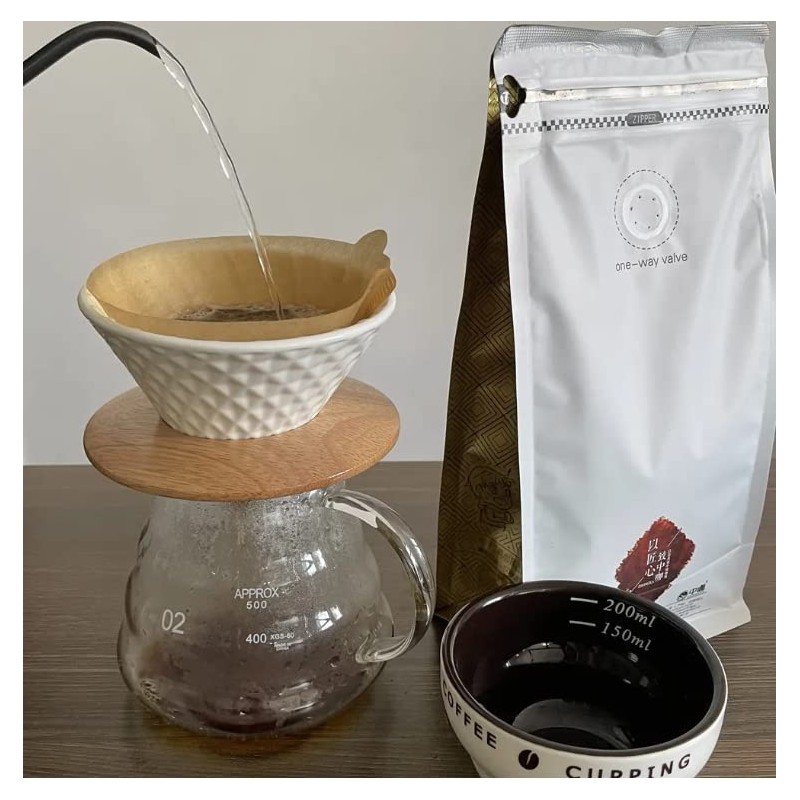 New Coffee Cup Filter "V" Shape Strainer Sheet Natural Wood