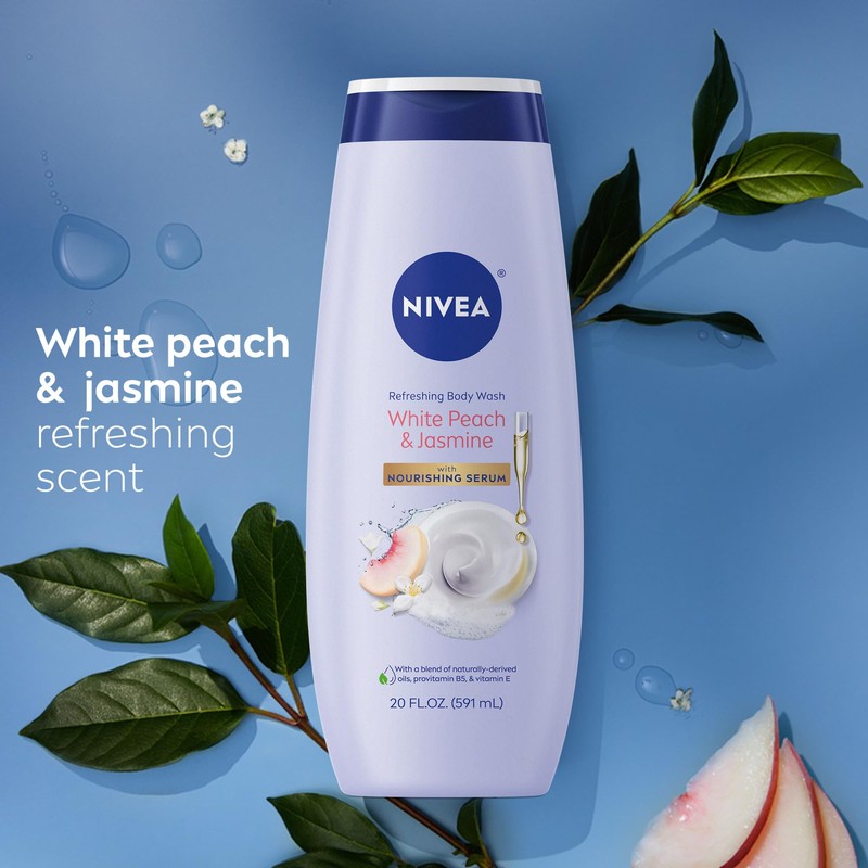 NIVEA Refreshing White Peach and Jasmine Body Wash with Nourishing