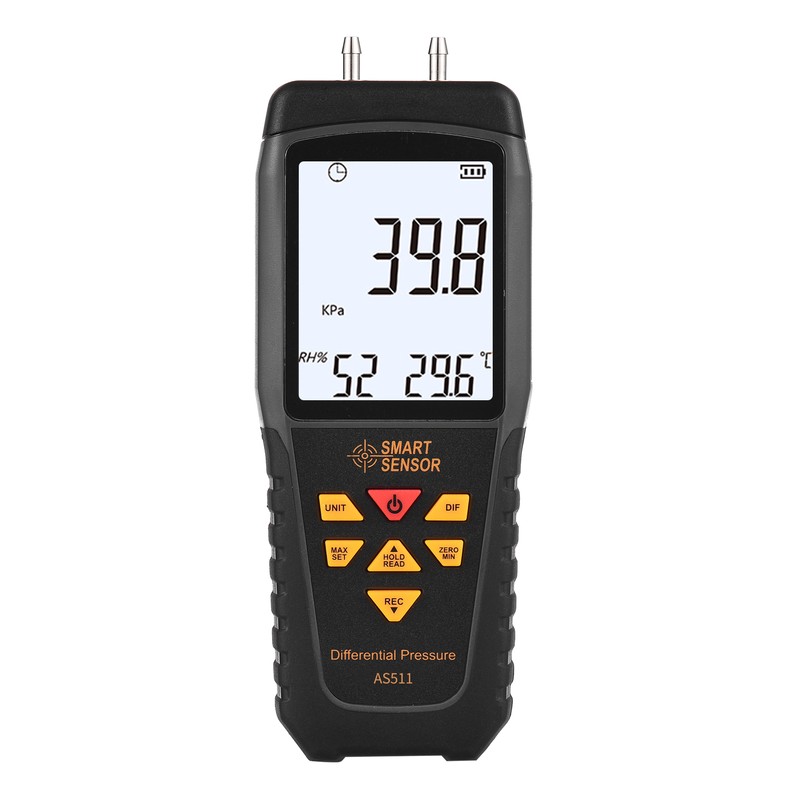 SMART SENSOR AS511 Digital Differential Pressure Gauge -39.98~39.98KPA Manometer Dual