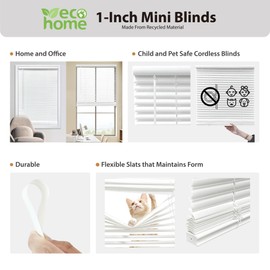 DEZ FURNISHINGS Cordless 1" Mini Blind, 30" W x 60" H, Pearl White