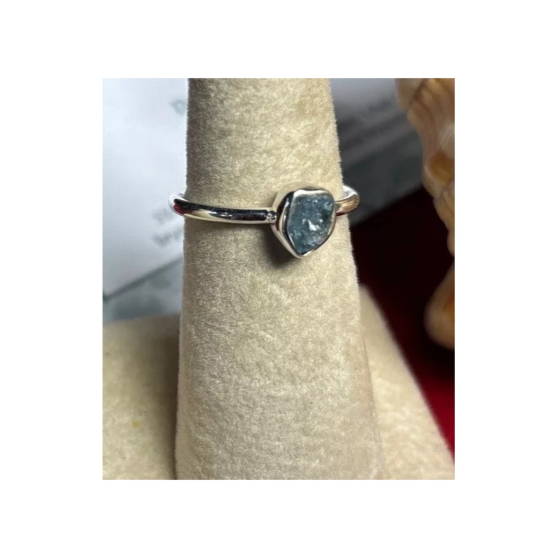 Natural Creations sterling silver stackable ring Size 7 Aquamarine Raw