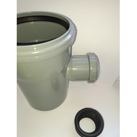 Soil Pipe 110 mm Branch with 90 Degree 40 or 50 mm Inlet - Push-Fit Sewerage - Grey