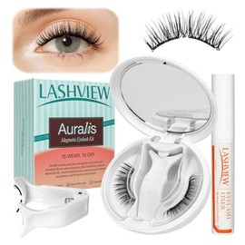 LASHVIEW Pestañas Magnéticas Mejoradas Con Aplicador, Pestañas Magnéticas Suaves Y Reutilizables De Aspecto Natural Con Imanes Ultrafinos De 0,17 Mm. No Necesitan Pegamento. Fáciles De Poner Y Quitar.