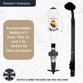 Chabrias Ltd Optics Bracket Wall Mount UK Made - Black & Grey, Holds 700 ml to 1 Litre Bottles, Wall Mounted Single Spirit Bar Optics - For Use With 25, 35 & 50 ml Spirit Optics (1, Black)