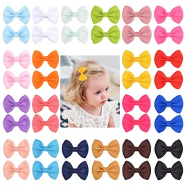 40pcs 1.8Inches Baby Girls Hair Bows Clips Mini Hair Barrettes Grosgrain Ribbon Hair Accessories for Kids Toddlers Infants