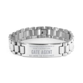 Gate Agent Christmas Gifts, To My Gate Agent Ladder Stainless Steel Bracelet Engraved Gifts, Coworker Birthday Gifts For Gate Agent I Never Dreamed I'd Grow Up to Be a Super Cool Gate Agent But Here