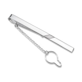 STERLL Mens Sterling Silver Shiny Oxidised Stripe Tie Clip Pin Gift Box Small Gifts, Leather