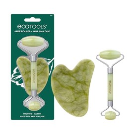 ECOTOOLS, Dúo de Rodillo de Jade y Gua Sha, Kit de Masaje Facial, para Drenaje Linfático, Desinflama y Define, 2 Piezas                               
