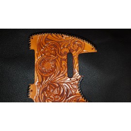 Tool Awl Leather Leather pick guard Fender Telecaster hand tooled leather "Floral Riffs" brown L