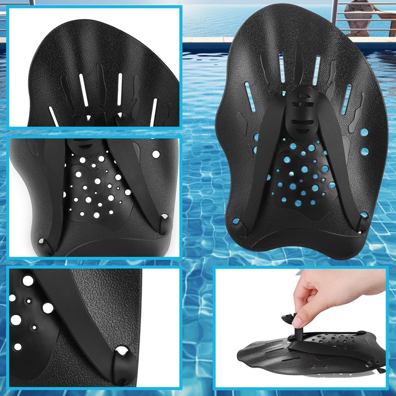 Zocipro 1 Pair Swimming Hand Paddles, Swim Paddles with Adjustable