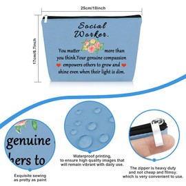 Social Worker Gifts for Women Makeup Bag Social Work Appreciation Gift Thank You Gifts for Social Worker Volunteer Coworker Blue Cosmetic Bag Christmas Thanksgiving Day Birthday Gift for Social Worker