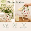 White Strawberry Pitcher Vase Ceramic Jug with Handle | Home