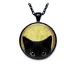 Black Cat Necklace - Peeking Black Cat Pendant - Cute